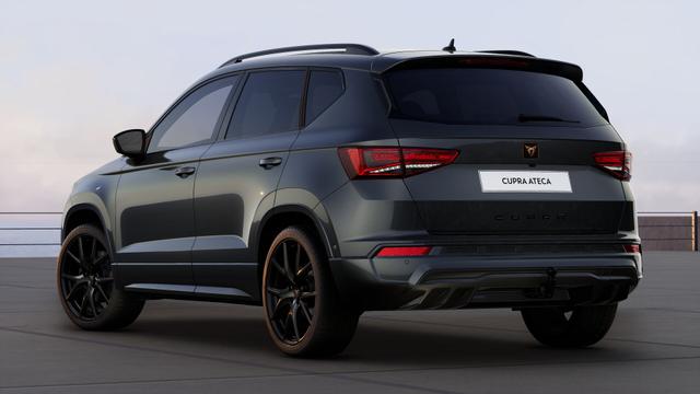 Cupra Ateca 2.0 TSI DSG 190 PS 4Drive Pano AHK el.Sitz Top View Virtual Pedal el.H. 19" Black Matt SHZ LHZ 5JG Assistenz XL Dachhimmel schwarz Induktionsladeschale Navi Kamera Parkassist 4x4 Reserverad 230 V Steckdose 