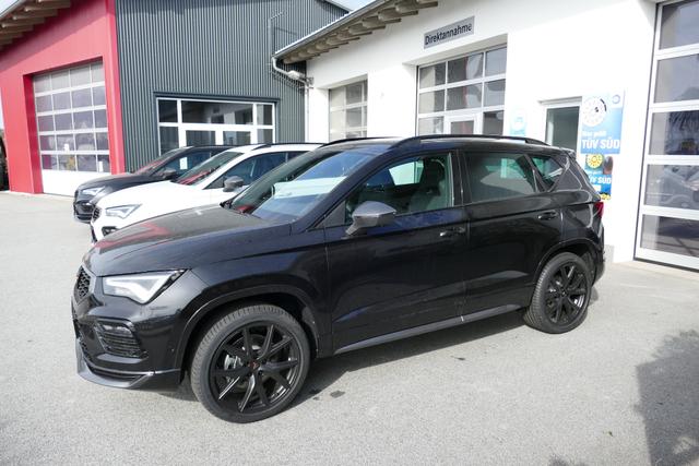 Cupra Ateca 2.0 TSI DSG 190 PS 4Drive AHK el.Sitz Top View Virtual Pedal el.H. 19" Black Matt SHZ LHZ 5JG Assistenz XL Dachhimmel schwarz Induktionsladeschale Navi Reserverad Kamera Parkassist 4x4 