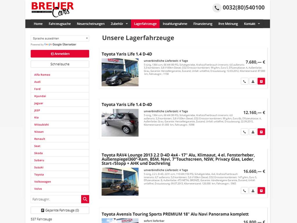 Breuer Cars, Belgien