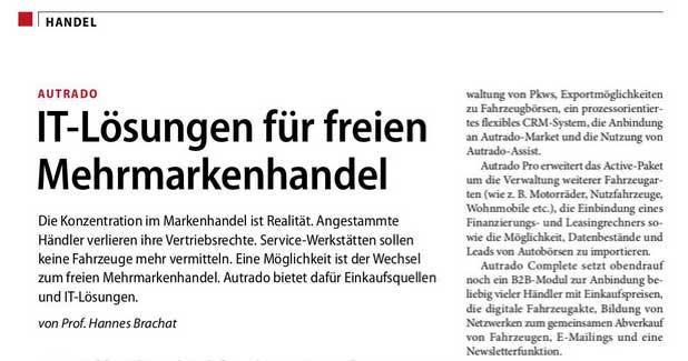 Zeitschrift AUTOHAUS Online 16/2021 berichtet über Autrado