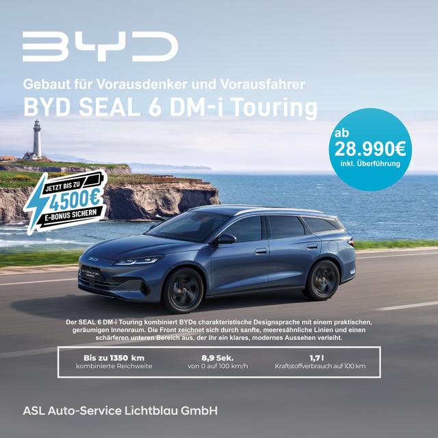 BYD SEAL 6 DM-i Touring: der Plug-in-Hybrid-Kombi mit bis zu 1.350 km Reichweite