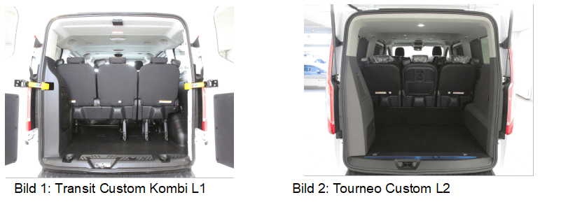 Transit Custom Kombi im Vergleich zum Tourneo Custom - Info