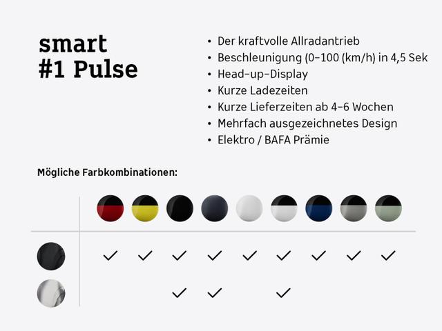 Smart #1 pulse ⚡ (Allrad/Head-up/Navi/Pano/LED) Weitere Farben kurzfristig verfügbar ❗️ 