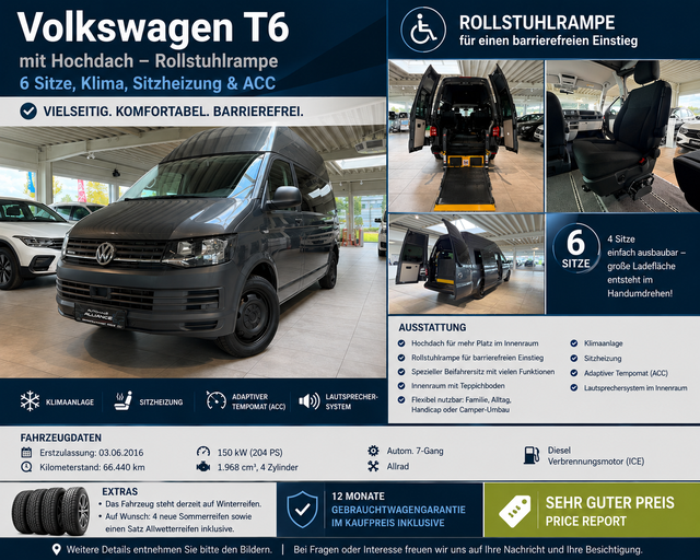 Volkswagen T6 Transporter - 2.0 TDI 4Motion Kombi lang Rollstuhl Behindertengerecht