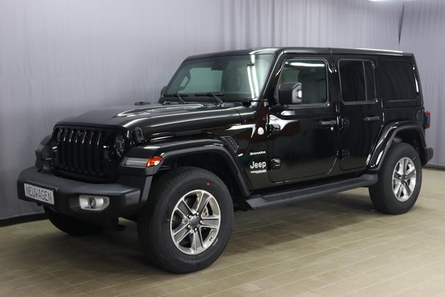 Jeep Wrangler - Unlimited Sahara JL UVP 64630,00 Euro 2,0 ATX 265 MY21 Navigationssystem 3D, Voll- Leder, Freedom Hardtop in Wagenfarbe, Dachhimmel mit zus&auml;tzlicher Ger&auml;uschd&auml;mmung, Alpine Premium Sound System, Integrierte Offroad-Kamera vorne uwm.