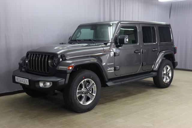 Jeep Wrangler - Unlimited Sahara JL UVP 65080,00 Euro 2,0 ATX 265 MY21 Sicherheits-Paket, Navigationssystem 3D, Voll- Leder, Freedom Hardtop in Wagenfarbe, Dachhimmel mit zus&auml;tzlicher Ger&auml;uschd&auml;mmung, Alpine Premium Sound System, Integrierte Offroad-Kamera vorne uwm.