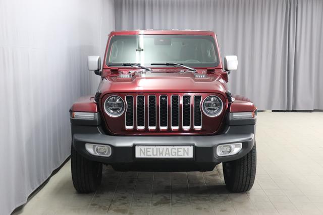 Jeep Wrangler Unlimited Sahara 2,0 280KW Plug-In Hybrid, Overland Paket, Dachhimmel mit zusätzlicher Geräuschdämmung, Alarmanlage, Sicherheitspaket Geschwindigkeitsregelanlage adaptiv, Totwinkel Assistent hinterer Querbewegungserkennug, Offroadkamera, LED Schweinwerfer 