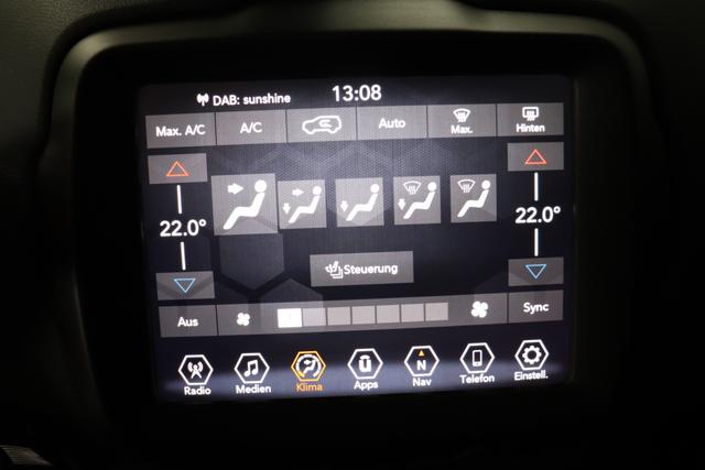 Jeep Renegade 1.5 T4 DCT7 e-Hybrid Limited 1469 96 kW601 - Solid Black 020 Stoff Schwarz "Navigationssystem 2T2 Funktions-Paket CommandView® Panorama-Glasschiebedach 7KS Winter-Paket UGM Uconnect Smartouch 8.4 mit 8,4""-Touchscreen, Navigationssystem, Bluetooth, AUX-IN-und USB sowie DAB, Apple CarPlay&Android Auto und LIVE Services 070 Seitenscheiben hinten und Heckscheibe verdunkelt 5CK Solid Black"