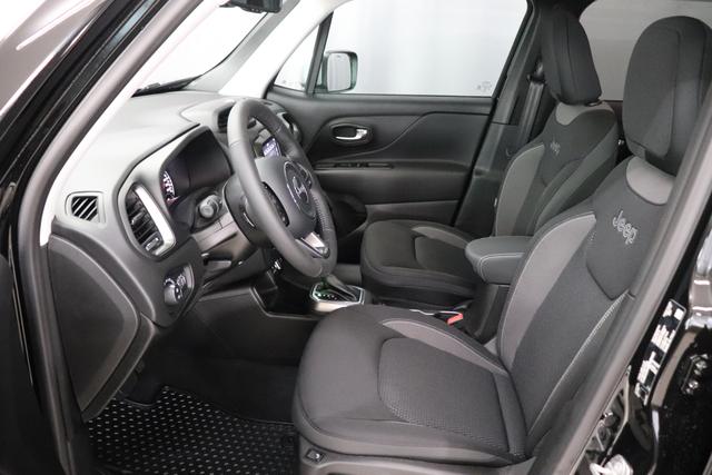 Jeep Renegade 1.5 T4 DCT7 e-Hybrid Limited 1469 96 kW601 - Solid Black 020 Stoff Schwarz "Navigationssystem 2T2 Funktions-Paket CommandView® Panorama-Glasschiebedach 7KS Winter-Paket UGM Uconnect Smartouch 8.4 mit 8,4""-Touchscreen, Navigationssystem, Bluetooth, AUX-IN-und USB sowie DAB, Apple CarPlay&Android Auto und LIVE Services 070 Seitenscheiben hinten und Heckscheibe verdunkelt 5CK Solid Black"