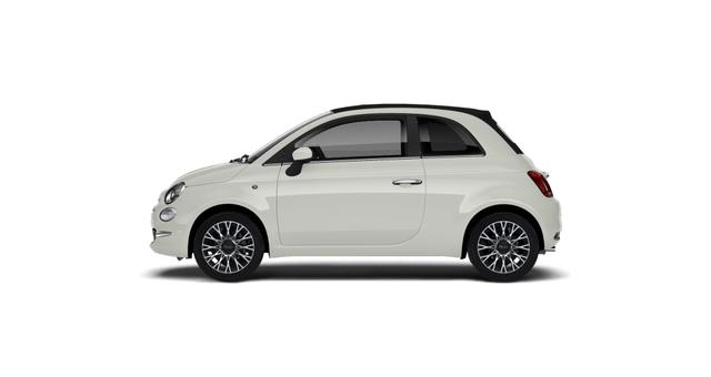 Fiat 500C DOLCEVITA 1,0 Hybrid, Verdeck Schwarz, Tech-Paket - Radio mit 7"-Bildschirm Navigationssystem, Multifunktionslenkrad, Lichtsensor- und Regensensor, Klimaautomatik, 16"-Leichtmetallfelgen, Getönte Seitenscheiben hinten, Parksensoren hinten uvm. 