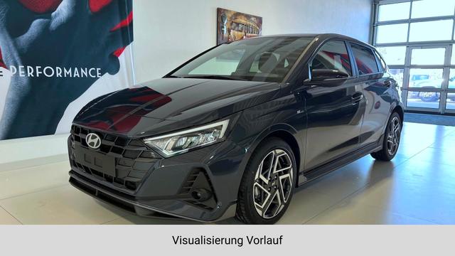 Hyundai i20 - N Line 1.0 T-GDI DCT 73 kW (100 PS) Induktionsladestation, Toter-Winkel-Assis. Lenkradheizung, Sitzheizung, Klimaautomatik, Android Auto, Apple CarPlay, Navigationssystem, Virtual Cockpit, Einparkhilfe v + h, R&uuml;ckfahrkamera, 17 Zoll Leichtmetallfelgen, uvm.