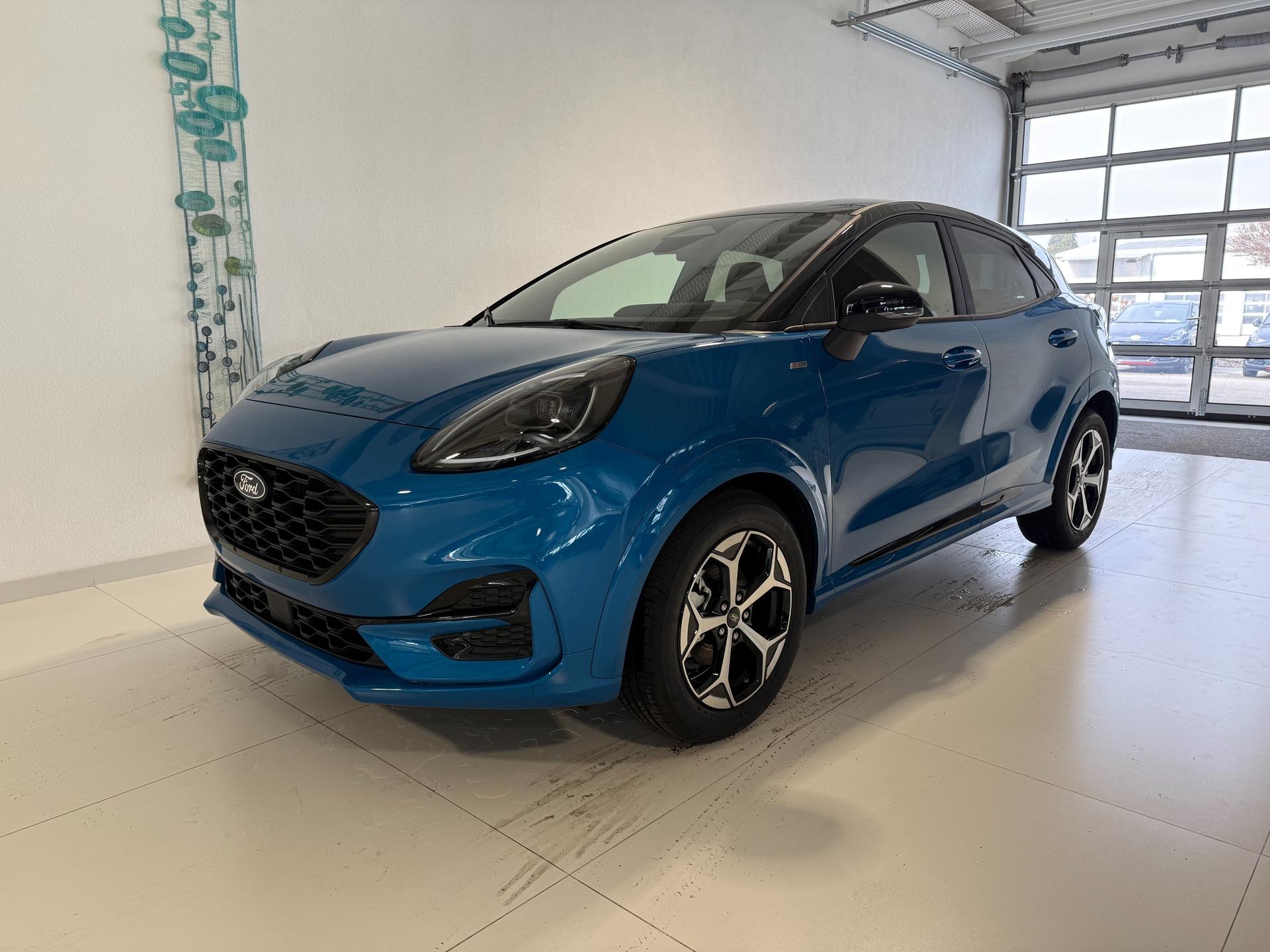 Ford Puma ST-Line 1,0 l EcoBoost Hybrid 92 kW (125 PS) Winter-Paket, Komfort-Paket, Lenkradheizung, Sitzheizung, Klimaautomatik, Radio, DAB, Android Auto, Apple CarPlay, Bluetooth, Navigationssystem, Elektrische Heckklappe, 17 Zoll Leichtmetallfelgen, uvm. 