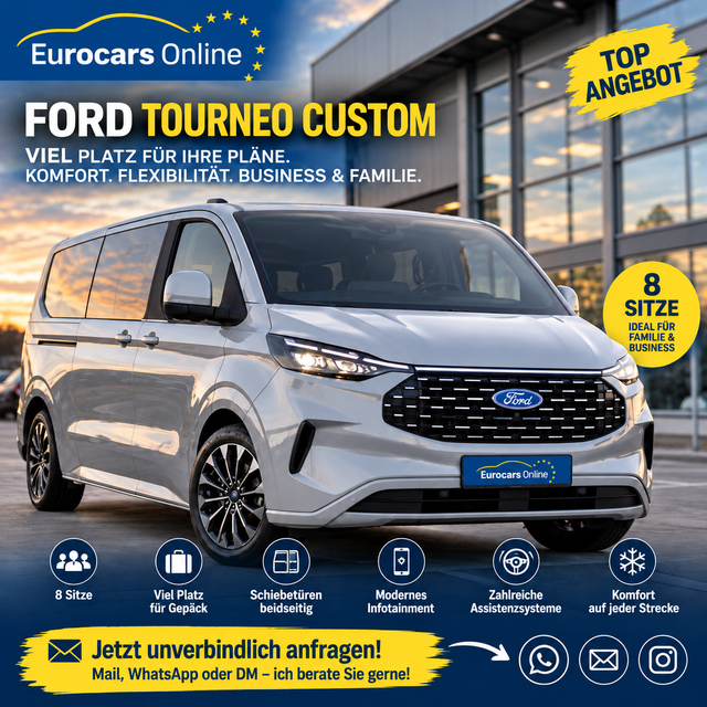 Ford Tourneo Custom - ***LAGERND *530,- &euro; monatlich * 36 Monate*** TITANIUM X L2 LAGERND / LIEFERBAR in 3-4 WOCHEN AB BESTELLUNG