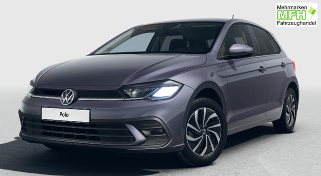 Volkswagen Polo LIFE 1.0 TSI 95PS, 15" ALU, PARKSENSOREN HI, RADIO COMPOSITION/USB VO+HI/BT/DAB/APP-CONNECT KLIMA LED-SCHEINW./-RÜCKLEUCHTEN NEBELSCHEINW. LANE ASSIST MÜDIGKEITSERK. DIG. COCKPIT MUFU-LEDERLENKRAD AUßENSPIEGEL ANKLAPPBAR MITTELARML. DOPPELTER LADEBODEN 