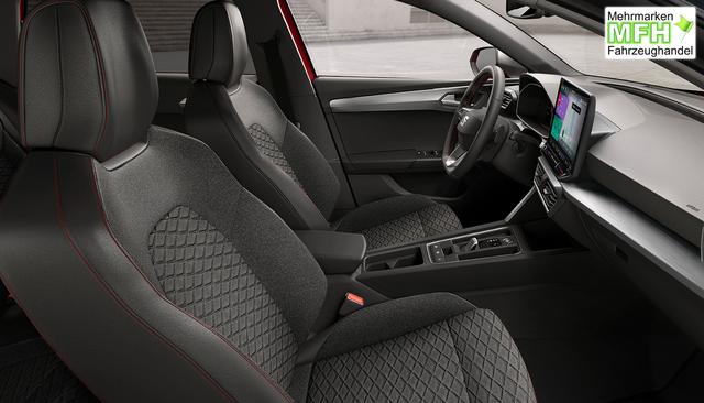 Seat Leon Sportstourer FR Black Edition 2.0 TDI 150PS DSG, 5J Garantie, 18" Alu schwarz Winterpaket, Alarm, 3-Zonen-Climatronic, Abgedunkelte Scheiben, Park Assistent, R&uuml;ckfahrkamera, Parksensoren vorn/hinten, Sportsitze, NAVIGATION 12,9", ACC, TOTER-WINKEL, MATRIX-LED-SCHEINWERFER 