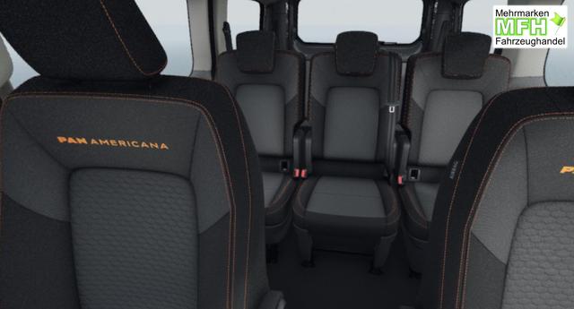 Volkswagen T7 Kombi PanAmericana 2.0 TDI 150PS AUTOMATIK + LANGER RADSTAND, 17" Alu "Monte Carlo", M-Lederlenkrad, Sitzheizung, 1-Zonen-Klimaautomatik, Parksensoren hinten, Privacy-Glas, 70l-Tank, Radio 13" Wireless App-Connect, Tempomat, Digitales Cockpit, Keyless Start, Schiebet&uuml;re 