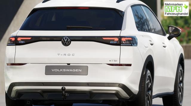 Volkswagen T-Roc LIFE 1.5 eTSI 116PS DSG (AUTOMATIK), Pure-White, ANH&Auml;NGERKUPPLUNG, WINTER-PAKET, PRIVACY, 16" Alu, ACC, Climatronic, R&uuml;ckfahrkamera, Parksensoren vorne/hinten, Radio 12,9" + Wireless App-Connect, Toter-Winkel-Warner, M-Lederlenkrad, LED-Scheinwerfer 