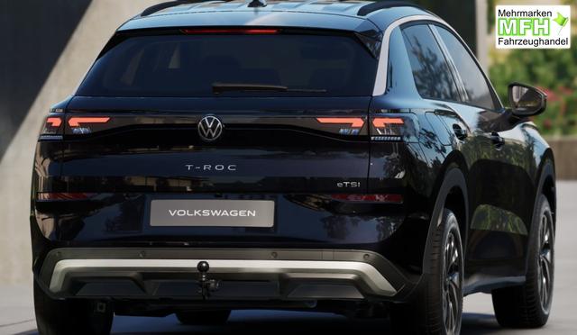 Volkswagen T-Roc LIFE 1.5 eTSI 116PS DSG (AUTOMATIK), SCHWARZ-METALLIC, ANH&Auml;NGERKUPPLUNG, WINTER-PAKET, PRIVACY, 16" Alu, ACC, Climatronic, R&uuml;ckfahrkamera, Parksensoren vorne/hinten, Radio 12,9" + Wireless App-Connect, Toter-Winkel-Warner, M-Lederlenkrad, LED-Scheinwerfer 
