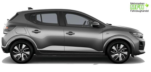Dacia Sandero Expression 1.0 TCe 100, NEUES MODELL, 3J Garantie, Klimaanlage, Lederlenkrad, Parksensoren hinten, Tempomat, Multimedia System 10" + Smartphone-Spiegelung, Regen-/Licht-Sensor, ZV mit Fernbedienung, Elektr. Fensterheber v/h, Nebelscheinwerfer, Armlehne 