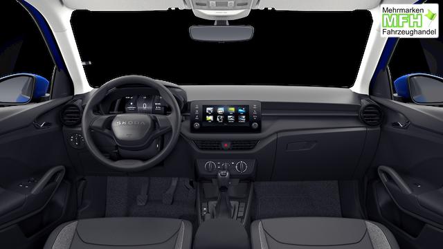 Skoda Fabia Extra 1.0 80PS, 5 Jahre Garantie, Energy-Blau, Klimaanlage, Parksensoren hinten, Infotainment 8", Virtual Cockpit, LED-Scheinwerfer, Nebelscheinwerfer, Wireless SmartLink (Navi-Funktion &uuml;ber Smartphone), Armlehne vorn, Fu&szlig;matten 