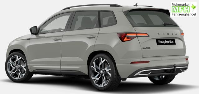 Skoda Karoq Sportline 1.5 TSI 150PS DSG, STAHL-GRAU, 5JGARANTIE, AHK SCHWENKBAR, 19" ALU SAGITARIUS, BEHEIZTE FRONTSCHEIBE, SITZHEIZUNG, MATRIX-LED, Elektr. Heckklappe, Virtual Cockpit 10", Climatronic, NAVI, ACC, Parksensoren v/h, R&uuml;ckfahrkamera, Dachreling, PRIVACY-GLAS 
