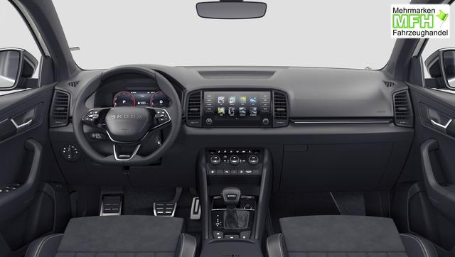 Skoda Karoq Sportline 1.5 TSI 150PS DSG, STAHL-GRAU, 5JGARANTIE, AHK SCHWENKBAR, 19" ALU SAGITARIUS, BEHEIZTE FRONTSCHEIBE, SITZHEIZUNG, MATRIX-LED, Elektr. Heckklappe, Virtual Cockpit 10", Climatronic, NAVI, ACC, Parksensoren v/h, R&uuml;ckfahrkamera, Dachreling, PRIVACY-GLAS 