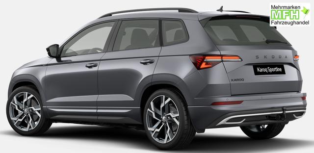 Skoda Karoq Sportline 1.5 TSI 150PS DSG, GRAPHIT-MET, 5JGARANTIE, AHK SCHWENKBAR, 19" ALU SAGITARIUS, BEHEIZTE FRONTSCHEIBE, SITZHEIZUNG, MATRIX-LED, Elektr. Heckklappe, Virtual Cockpit 10", Climatronic, NAVI, ACC, Parksensoren v/h, R&uuml;ckfahrkamera, Dachreling, PRIVACY-GLAS 
