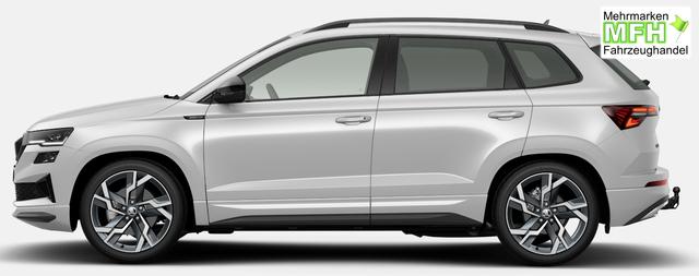 Skoda Karoq Sportline 1.5 TSI 150PS DSG, WEISS-MET, 5JGARANTIE, AHK SCHWENKBAR, 19" ALU SAGITARIUS, BEHEIZTE FRONTSCHEIBE, SITZHEIZUNG, MATRIX-LED, Elektr. Heckklappe, Virtual Cockpit 10", Climatronic, NAVI, ACC, Parksensoren v/h, R&uuml;ckfahrkamera, Dachreling, PRIVACY-GLAS 