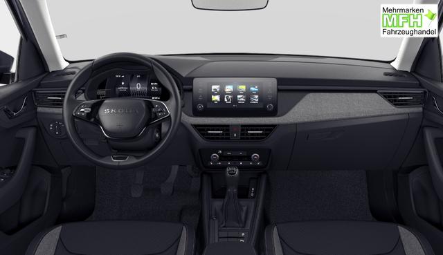 Skoda Kamiq Extra 1.0 TSI 116PS, 5 J Garantie, METALLIC, ANH&Auml;NGERKUPPLUNG, 16" Alu, Climatronic, Radio 8" + SmartLink, Parksensoren hinten, R&uuml;ckfahrkamera, Sitzheizung, SunSet, Tempomat, Armlehne, NSW, LED-Scheinwerfer, Dachreling, Virtual Cockpit, Reserverad 