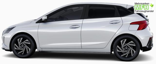 Hyundai i20 Family 1.0 T-GDI 90PS, NAVI 10,25", Sonderfarbe ATLAS-WHITE, Winter-Pack: Sitzheizung + Lenkradheizung, 16" ALU, Klimaautomatik, Privacy-Glas, Parksensoren hinten, R&uuml;ckfahrkamera, Tempomat, Lederlenkrad, Reserverad, Alarm, Armlehne, 4x elektr. Fensterheber 