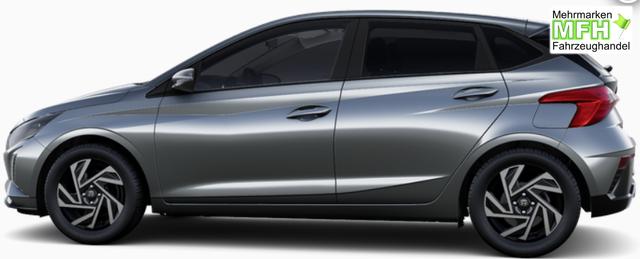 Hyundai i20 Family 1.0 T-GDI 90PS, NAVI 10,25", AURORA-GRAU METALLIC, Winter-Pack: Sitzheizung + Lenkradheizung, 16" ALU, Klimaautomatik, Privacy-Glas, Parksensoren hinten, R&uuml;ckfahrkamera, Tempomat, Lederlenkrad, Reserverad, Alarm, Armlehne, 4x elektr. Fensterheber 