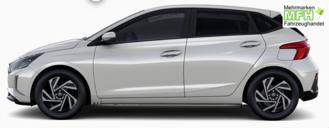 Hyundai i20 Family 1.0 T-GDI 90PS, NAVI 10,25", LUMEN-GREY METALLIC, Winter-Pack: Sitzheizung + Lenkradheizung, 16" ALU, Klimaautomatik, Privacy-Glas, Parksensoren hinten, R&uuml;ckfahrkamera, Tempomat, Lederlenkrad, Reserverad, Alarm, Armlehne, 4x elektr. Fensterheber 