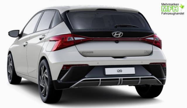 Hyundai i20 Family 1.0 T-GDI 90PS, NAVI 10,25", LUMEN-GREY METALLIC, Winter-Pack: Sitzheizung + Lenkradheizung, 16" ALU, Klimaautomatik, Privacy-Glas, Parksensoren hinten, R&uuml;ckfahrkamera, Tempomat, Lederlenkrad, Reserverad, Alarm, Armlehne, 4x elektr. Fensterheber 