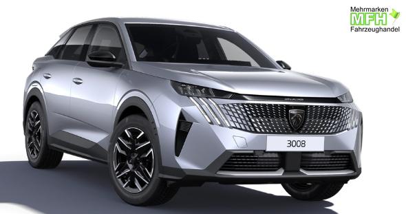 Peugeot 3008 Allure Hybrid 145PS e-DCS6 (Automatik), Grau-Metallic, ANH&Auml;NGERKUPPLUNG, Panorama-Navigations-Paket, Grip-Control-Paket, 19" ALU, Beh. Frontscheibe, Trennnetz, Adaptiver Tempomat, Toter-Winkel, 360&deg;Kamera, Parksensoren vorn/hinten, Lenkradheizung, Alarmanlage 