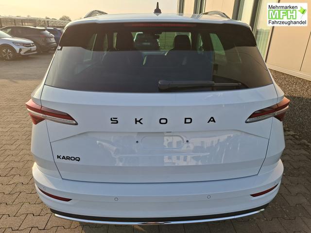 Skoda Karoq Sportline 1.5 TSI 150PS DSG, WEISS-MET, 5JGARANTIE, AHK SCHWENKBAR, 19" ALU SAGITARIUS, BEHEIZTE FRONTSCHEIBE, SITZHEIZUNG, MATRIX-LED, Elektr. Heckklappe, Virtual Cockpit 10", Climatronic, NAVI, ACC, Parksensoren v/h, R&uuml;ckfahrkamera, Dachreling, PRIVACY-GLAS 