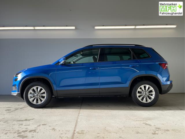 Skoda / Karoq / Blau / / / 150PS DSG AHK+Kamera+ACC+Kessy+Kamera+ParkPilot vo+hi+App