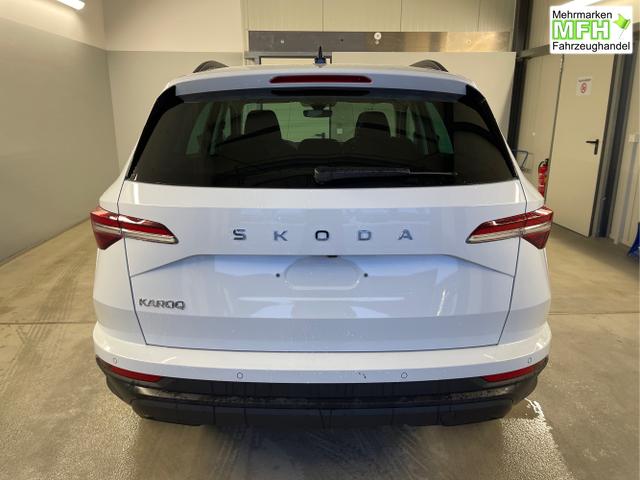 Skoda / Karoq / Wei&szlig; / / / 150PS DSG AHK+Kamera+ACC+Kessy+Kamera+ParkPilot vo+hi+App