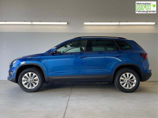 Skoda / Karoq / Blau / / / 150PS DSG AHK+Kamera+ACC+Kessy+Kamera+ParkPilot vo+hi+App