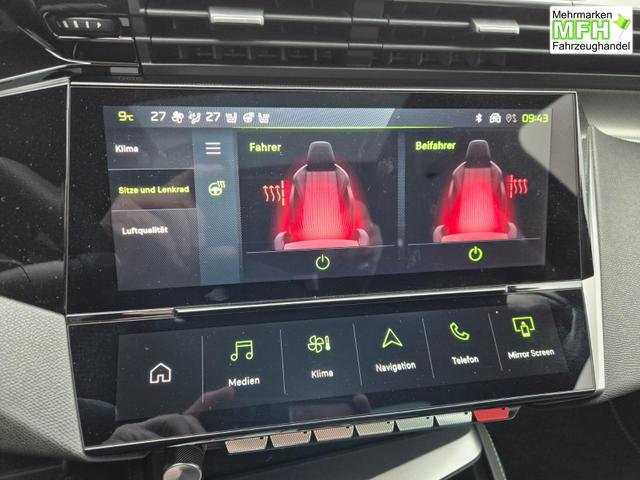 Peugeot 308 SW GT Exclusive 1.2 Hybrid 145PS Automatik Matrix-LED elektr. PanoDach Heckklappe Sitzheizung Lenkradheizung Navi 10" HD-Touchscreen wireless Apple CarPlay + Android Auto FOCAL-System 2x Keyless ACC 4x Kamera PDC v+h 18"LM 
