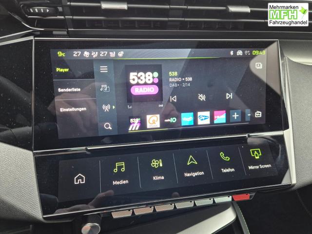 Peugeot 308 SW GT Exclusive 1.2 Hybrid 145PS Automatik Matrix-LED elektr. PanoDach Heckklappe Sitzheizung Lenkradheizung Navi 10" HD-Touchscreen wireless Apple CarPlay + Android Auto FOCAL-System 2x Keyless ACC 4x Kamera PDC v+h 18"LM 