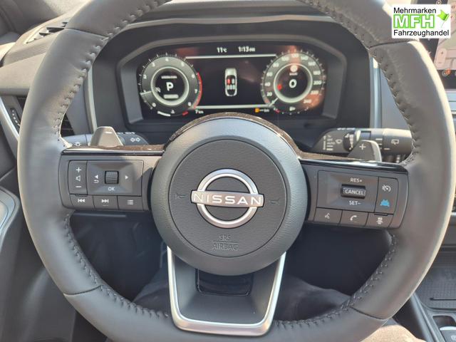 Nissan Qashqai 1.3 DIG-T MHEV 158 PS X-Tronic Tekna Voll-Leder Klimaautomatik PanoGlasdach Sitzheizung Lenkradheizung Navi Head-Up Display elektr. Heckklappe ACC PDC v+h 360&deg;Kamera DAB Bluetooth Touchscreen Apple CarPlay Android Auto 19"LM 