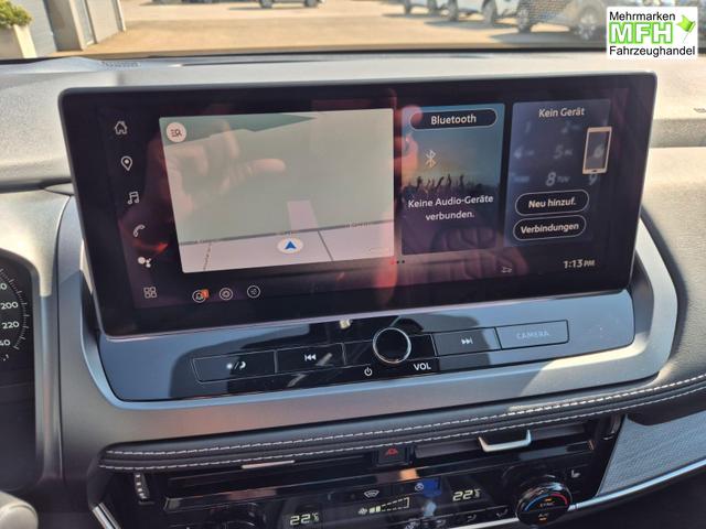 Nissan Qashqai 1.3 DIG-T MHEV 158 PS X-Tronic Tekna Voll-Leder Klimaautomatik PanoGlasdach Sitzheizung Lenkradheizung Navi Head-Up Display elektr. Heckklappe ACC PDC v+h 360&deg;Kamera DAB Bluetooth Touchscreen Apple CarPlay Android Auto 19"LM 