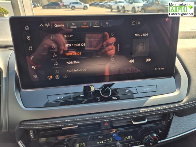 Nissan Qashqai 1.3 DIG-T MHEV 158 PS X-Tronic Tekna Voll-Leder Klimaautomatik PanoGlasdach Sitzheizung Lenkradheizung Navi Head-Up Display elektr. Heckklappe ACC PDC v+h 360&deg;Kamera DAB Bluetooth Touchscreen Apple CarPlay Android Auto 19"LM 