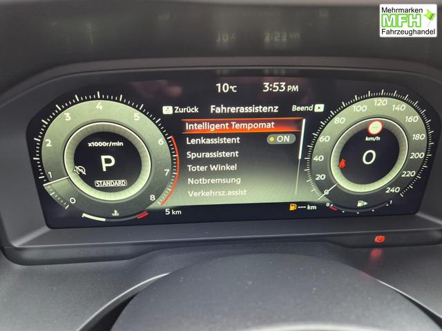 Nissan Qashqai 1.3 DIG-T MHEV 158 PS X-Tronic Tekna Voll-Leder Klimaautomatik PanoGlasdach Sitzheizung Lenkradheizung Navi Head-Up Display elektr. Heckklappe ACC PDC v+h 360&deg;Kamera DAB Bluetooth Touchscreen Apple CarPlay Android Auto 19"LM 