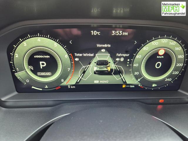 Nissan Qashqai 1.3 DIG-T MHEV 158 PS X-Tronic Tekna Voll-Leder Klimaautomatik PanoGlasdach Sitzheizung Lenkradheizung Navi Head-Up Display elektr. Heckklappe ACC PDC v+h 360&deg;Kamera DAB Bluetooth Touchscreen Apple CarPlay Android Auto 19"LM 