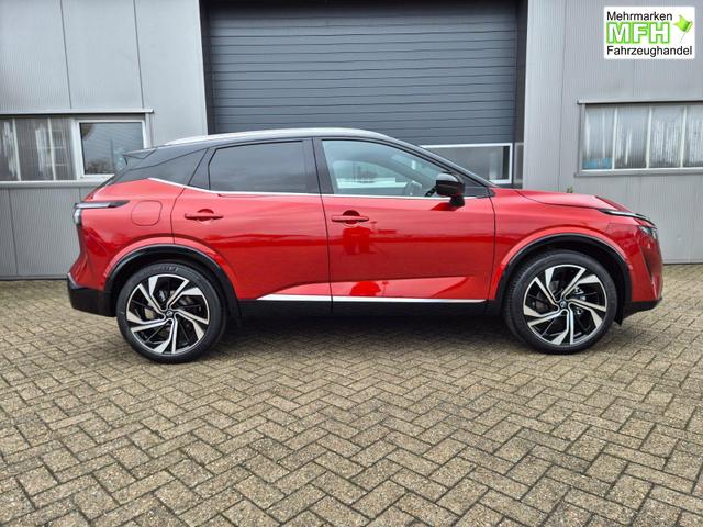 Nissan Qashqai 1.3 DIG-T MHEV 158 PS X-Tronic Tekna Premium Paket 20"LM Teil-Leder PanoGlasdach Klimaautomatik Sitzheizung Lenkradheizung Navi Head-Up Display elektr. Heckklappe ACC PDC v+h 360&deg;Kamera DAB Bluetooth Touchscreen Apple CarPlay Android Auto 