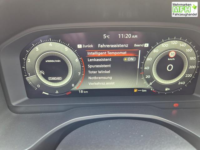 Nissan Qashqai 1.3 DIG-T MHEV 140PS Tekna Voll-Leder Klimaautomatik PanoGlasdach Sitzheizung Lenkradheizung Navi Head-Up Display elektr. Heckklappe ACC PDC v+h 360&deg;Kamera DAB Bluetooth Touchscreen Apple CarPlay Android Auto 19"LM 