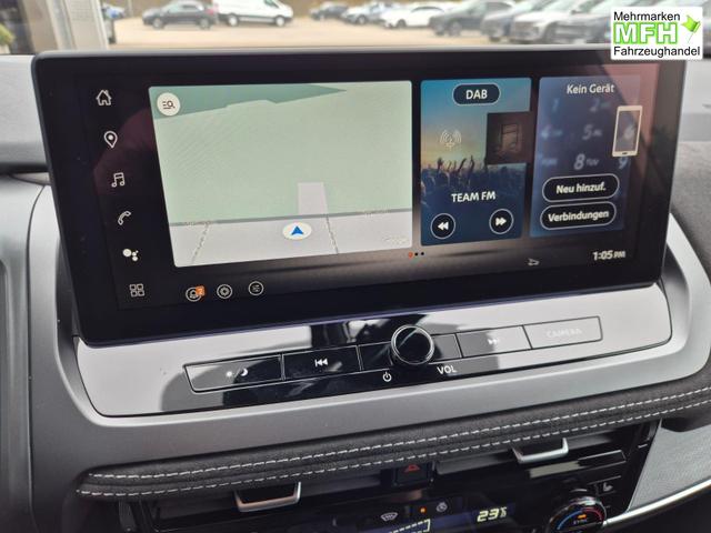Nissan Qashqai 1.3 DIG-T MHEV 158 PS X-Tronic Tekna Premium Paket 20"LM Teil-Leder PanoGlasdach Klimaautomatik Sitzheizung Lenkradheizung Navi Head-Up Display elektr. Heckklappe ACC PDC v+h 360&deg;Kamera DAB Bluetooth Touchscreen Apple CarPlay Android Auto 