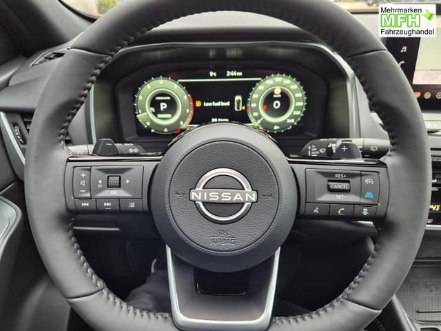 Nissan Qashqai 1.3 DIG-T MHEV 158 PS X-Tronic Tekna Voll-Leder Klimaautomatik PanoGlasdach Sitzheizung Lenkradheizung Navi Head-Up Display elektr. Heckklappe ACC PDC v+h 360&deg;Kamera DAB Bluetooth Touchscreen Apple CarPlay Android Auto 19"LM 