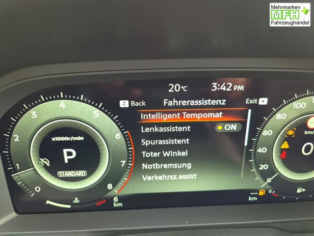 Nissan Qashqai 1.3 DIG-T MHEV 158 PS X-Tronic N-Design PanoDach Teil-Leder Klimaautomatik Sitzheizung Lenkradheizung Navi ACC PDC v+h 360&deg;Kamera DAB Bluetooth Touchscreen Apple CarPlay Android Auto 19"Zoll 